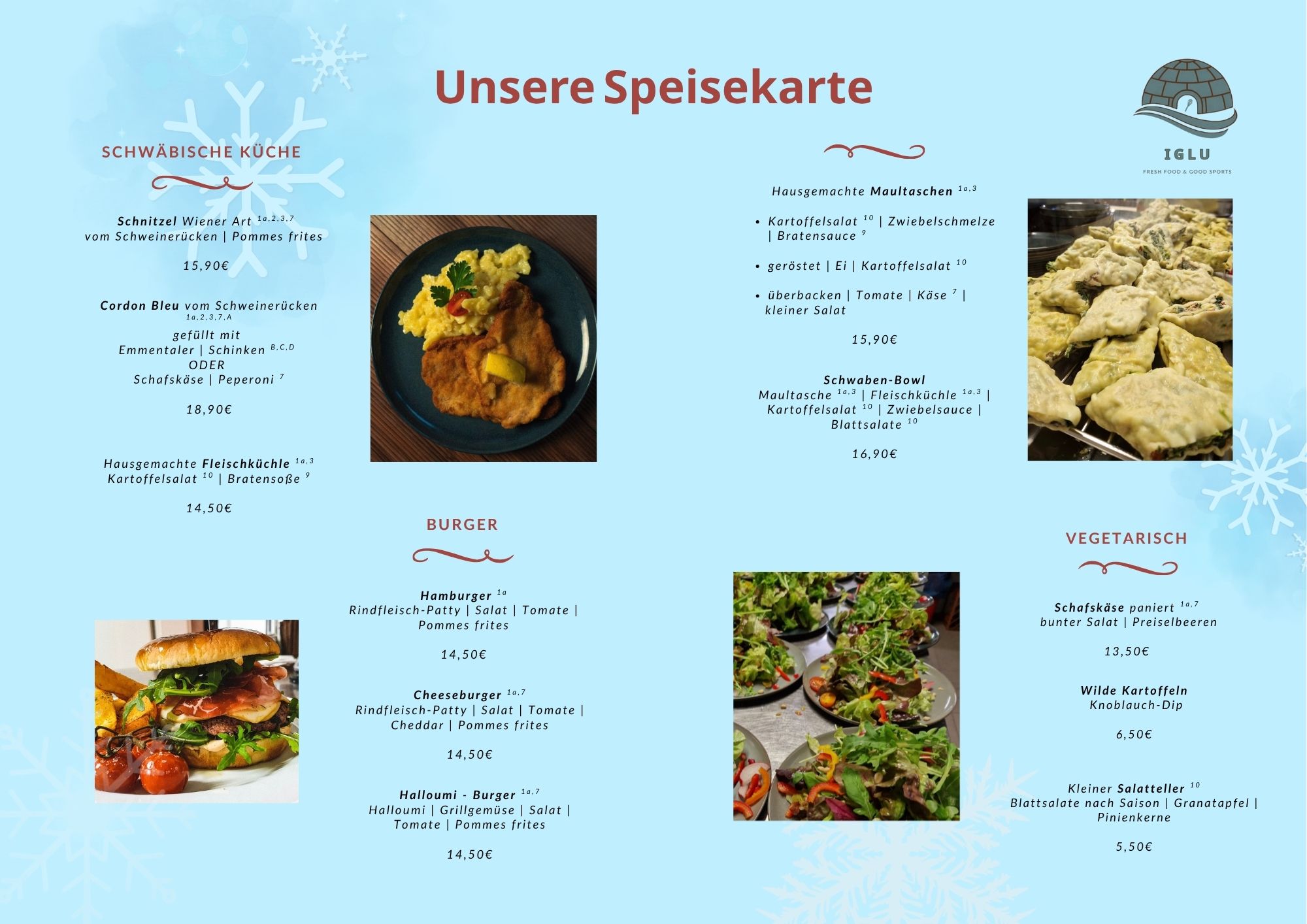 Aushang Speisekarte Iglu Rirekisho A3